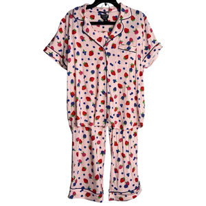 Kate Spade Womens XL Pink Raspberry Blueberry Print Pajama Set NWT